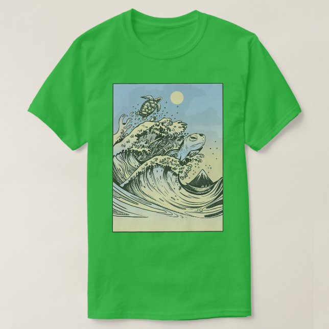 Retro Kanagawa Underbar Wave Japan T Shirt (Design framsida)