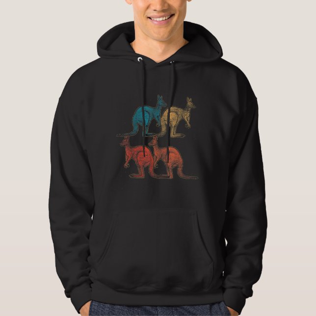 Retro Kangaroo T-Shirt Hoodie (Framsida)