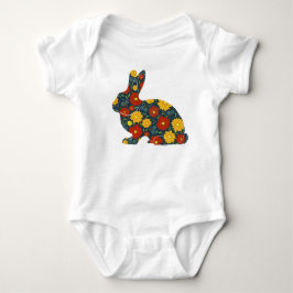 Retro kanin med orange och gula blommor t shirt