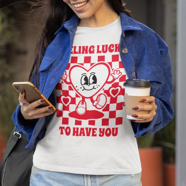 Retro Känns Lucky Women's Valentine Day T Shirt (Skapare uppladdad)
