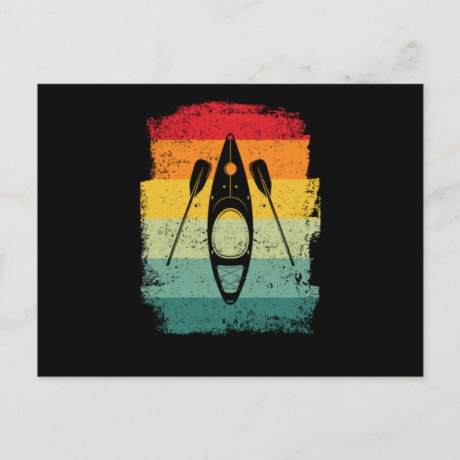 Retro kanot paddlare rolig kanotpaddling vykort (Framsida)