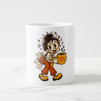 Retro Kaotisk Kontorsflicka med Kaffesticker Jumbo Mugg