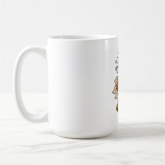Retro kaotisk kontorsflicka med kaffesticker kaffemugg