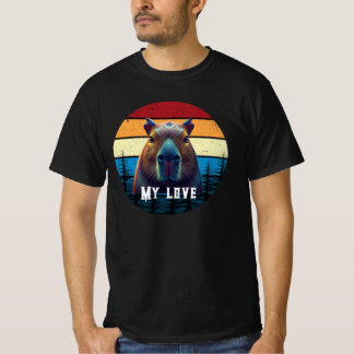 Retro Kapybara Min Kärlek Vintage Solnedgång Estet T Shirt