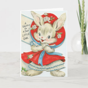 Retro Kära Little Girl Valentine Day Card Helgkort