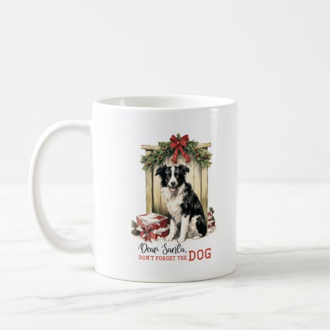 Retro, kära Santa, glöm inte hund jul Kaffemugg (Vänster)