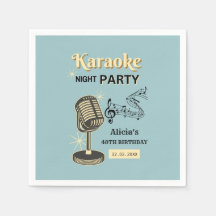 Retro Karaoke Night Party Teal & Cream Birthday