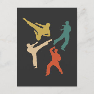 Retro Karate Fighter Kicks Martial Arts Vykort
