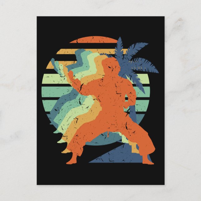 Retro Karate Kung fu Ninja Martial Arts Sportsman Vykort (Framsida)