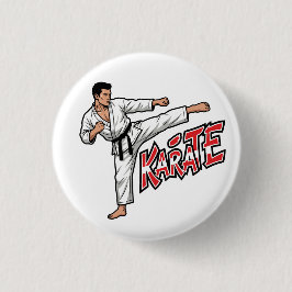 Retro Karate Martial Arts Fighter High Kick Button Knapp