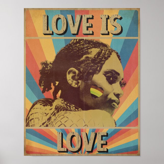 Retro kärlek är HBTQ+ stolthet Poster (Framsidan)