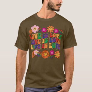 Retro Kärlek är Kärlek HBT Pride Month Rainbow Sun T Shirt
