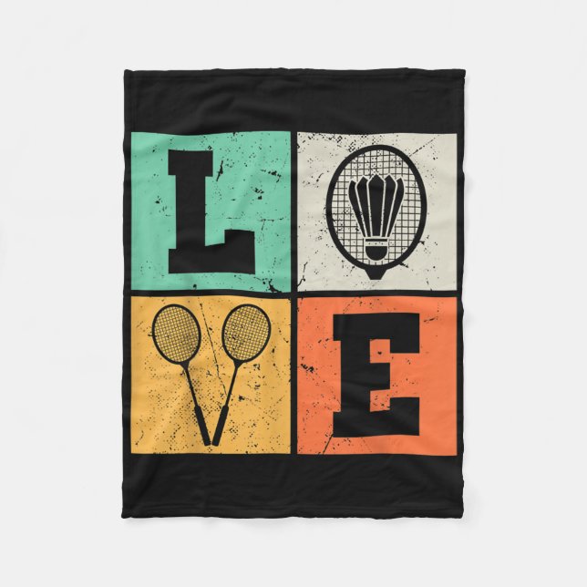 Retro Kärlek Badminton Älskare  Fleecefilt (Framsidan)