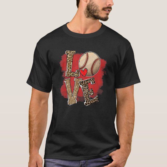 Retro Kärlek Baseball Leopard Chetaah Cheetah Patt T Shirt (Framsida)