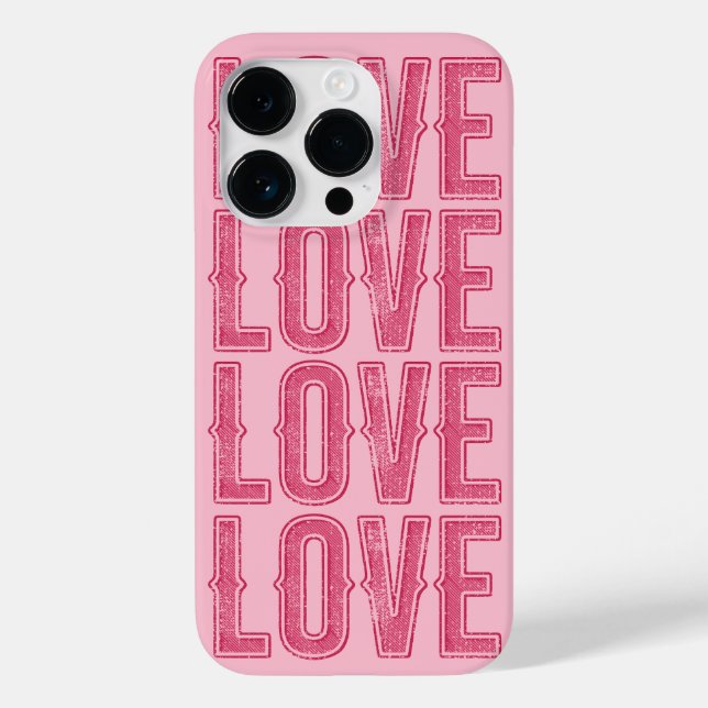 Retro Kärlek - Föråldrad Rosa Distressed Typografi (Baksida)