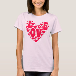 Retro Kärlek Heart Rosa Kvinnor i Valentines day T Shirt