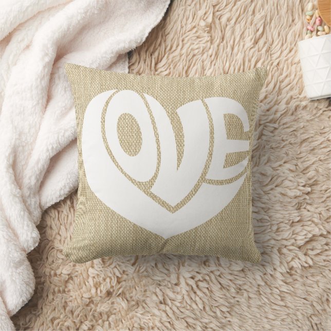 Retro Kärlek Heart Text Typografi Kudde (Filt)