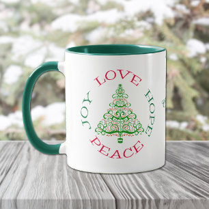 Retro Kärlek Hope Joy Peace Helgdag Coffee Mugg