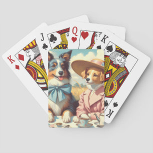 Retro Kärlek Hundar Oljemålning Casinokort
