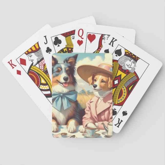 Retro Kärlek Hundar Oljemålning Casinokort (Baksidan)