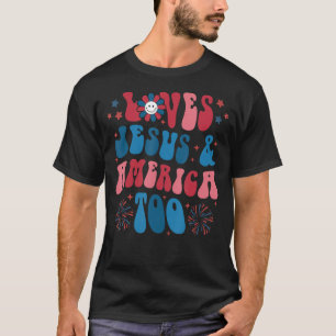 Retro Kärlek Jesus och Amerika för Gud Christian 4 T Shirt