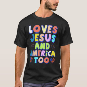 Retro Kärlek Jesus och Amerika för Gud Christian 4 T Shirt
