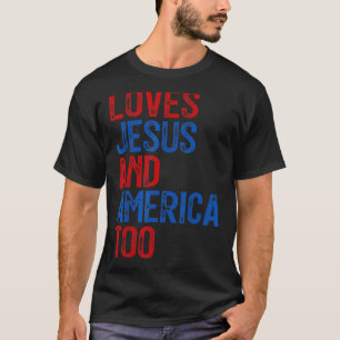 Retro Kärlek Jesus och Amerika för Gud Christian 4 T Shirt