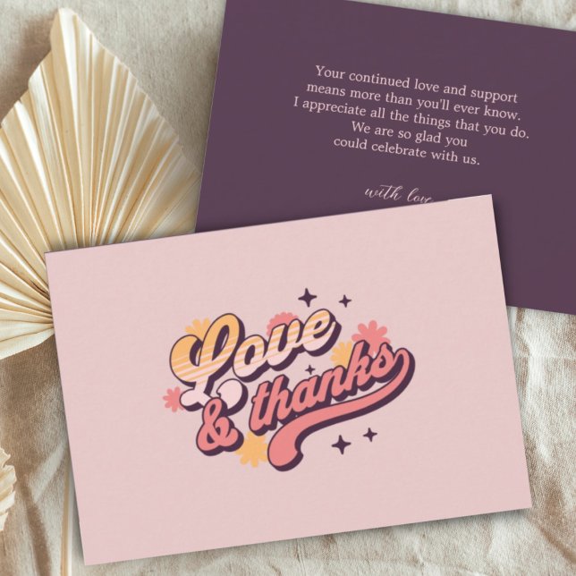 Retro Kärlek och tack Groovy Text Baby Shower Kort (Skapare uppladdad)