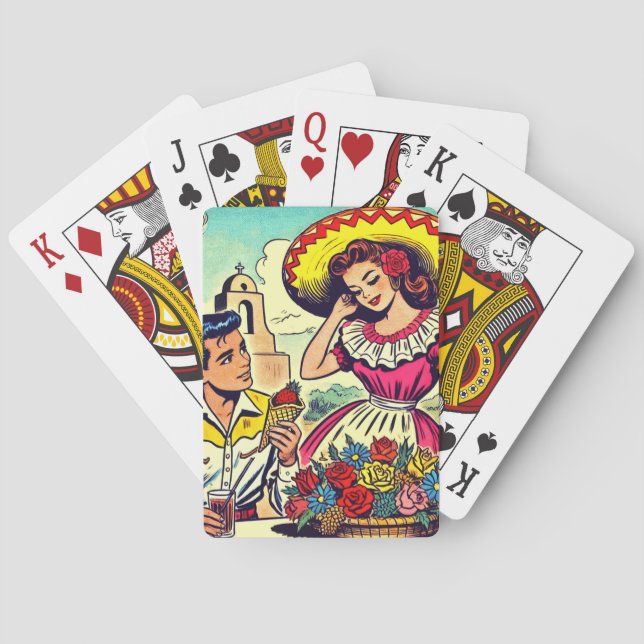 Retro Kärlek par Tecknad Casinokort (Baksidan)