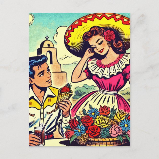 Retro Kärlek par Tecknad Vykort (Framsida)