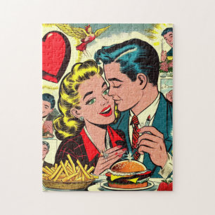Retro Kärlek par Tecknader Pussel