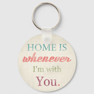 Retro Kärlek Quote Keychain, Hem är när jag är wi Nyckelring