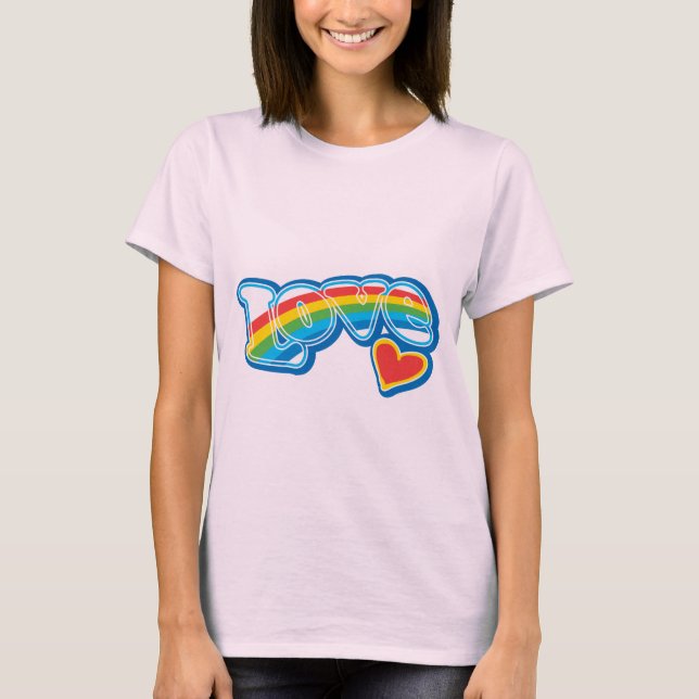 Retro Kärlek Rainbow Women's Basic T-Shirt (Framsida)