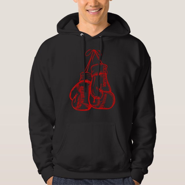 Retro Kärlek Red Boxing Glove Boxer Hoodie (Framsida)