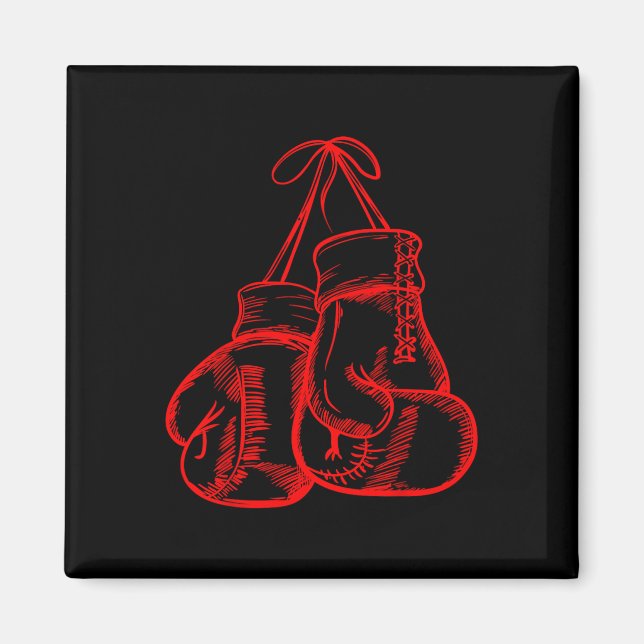Retro Kärlek Red Boxing Handskar Gifts Boxer Gift Magnet (Framsidan)