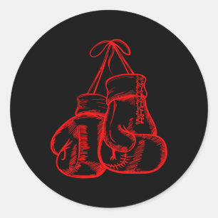 Retro Kärlek Red Boxing Handskar Gifts Boxer Gift Runt Klistermärke