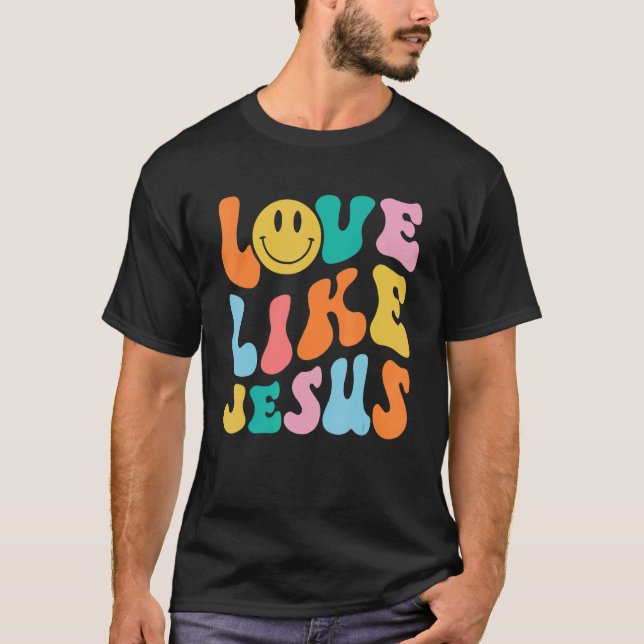 Retro Kärlek som Jesus Smile Ansikte Aestesiskt Tr T Shirt (Framsida)