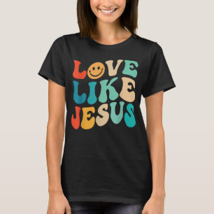 Retro Kärlek som Jesus Smile Ansikte Aestesiskt Tr T Shirt