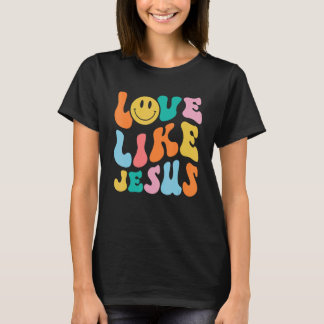 Retro Kärlek som Jesus Smile Ansikte Aestesiskt Tr T Shirt