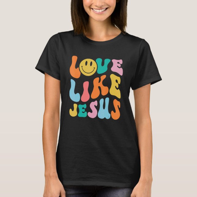 Retro Kärlek som Jesus Smile Ansikte Aestesiskt Tr T Shirt (Framsida)