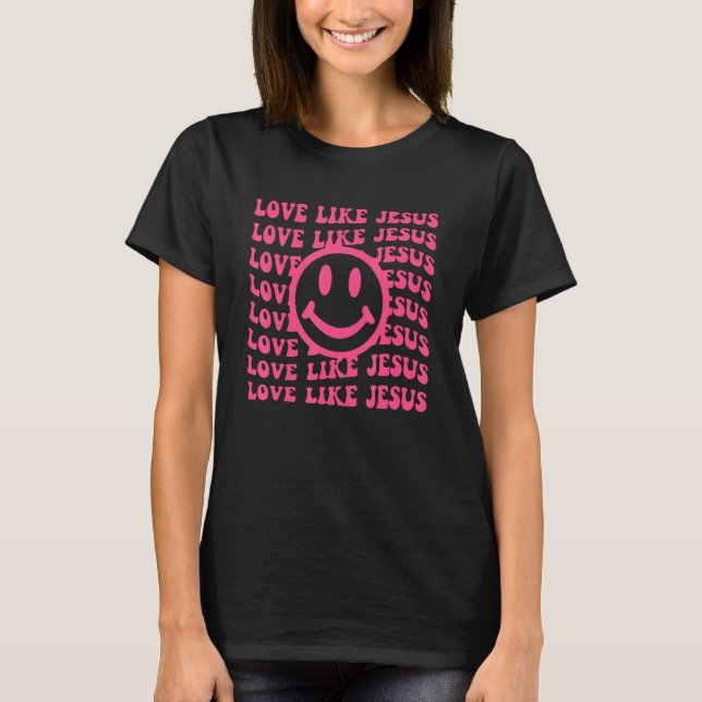 Retro Kärlek som Jesus Smile Ansikte Aestesiskt Tr T Shirt (Framsida)