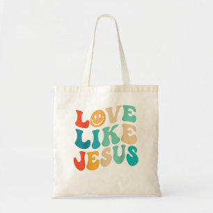 Retro Kärlek som Jesus Smile Ansikte Aestesiskt Tr Tygkasse