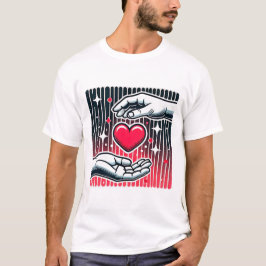 Retro Kärlek Transfer Heart Händer T- Shirt T Shirt