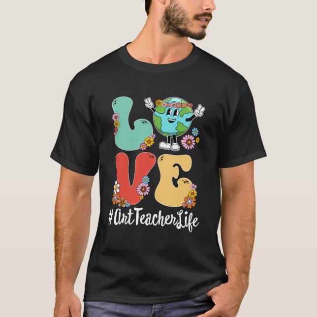 Retro Kärlek världsdag 2023 Art Teacher Life T Shirt (Framsida)