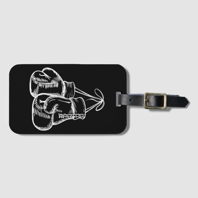 Retro Kärlek White Boxing Handskar Gifts Boxer Gif Bagagebricka (Framsida horisontal)