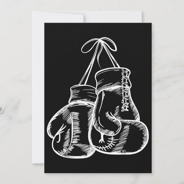 Retro Kärlek White Boxing Handskar Gifts Boxer Gif Inbjudningar (Framsida)