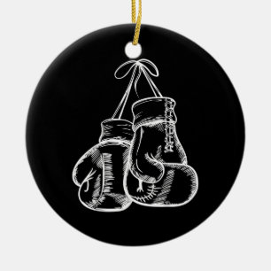 Retro Kärlek White Boxing Handskar Gifts Boxer Gif Julgransprydnad Keramik