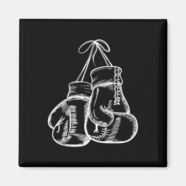 Retro Kärlek White Boxing Handskar Gifts Boxer Gif Magnet (Framsidan)