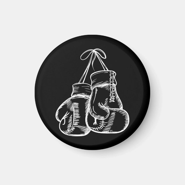 Retro Kärlek White Boxing Handskar Gifts Boxer Gif Magnet (Framsidan)