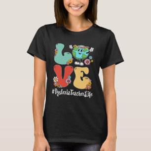 Retro Kärlek World Earth Day 2023 Dyslexia Teacher T Shirt